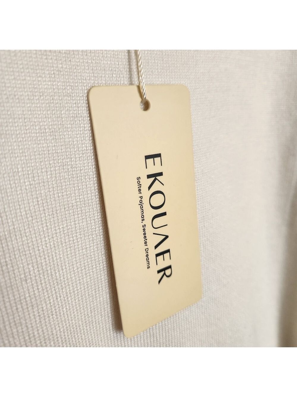 EKOUAER 2 PIECE KNIT LOUNGEWEAR SET CREAM BLACK WIDE LEG SHORT SLEEVE NWT XL - Picture 5 of 9